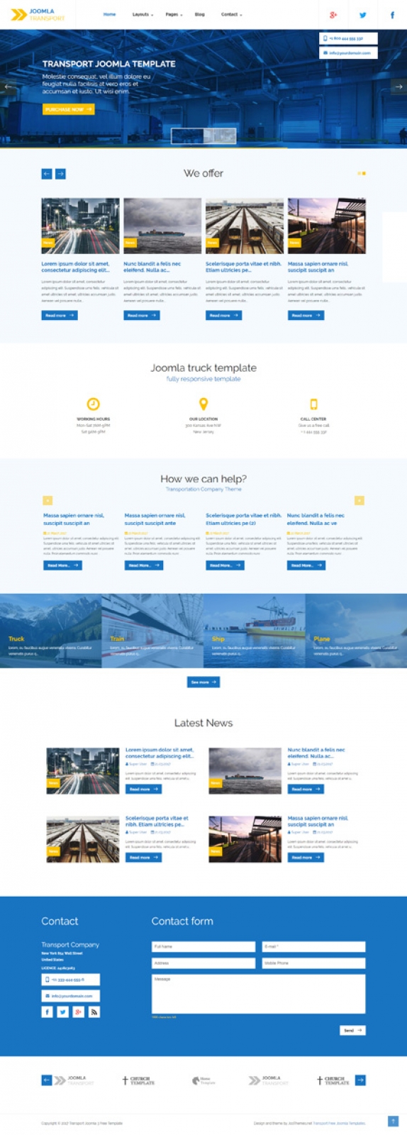Transport Joomla 3 Free Template frontpage layout with extra modules
