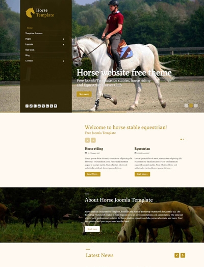 Horse Stable Equestrian Clubs Free Joomla 3.x Template