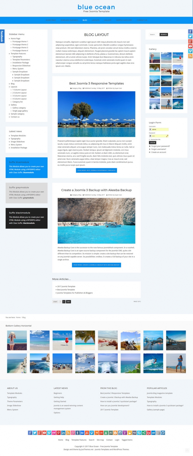 Blue Ocean Joomla 3 Free Template blog layout
