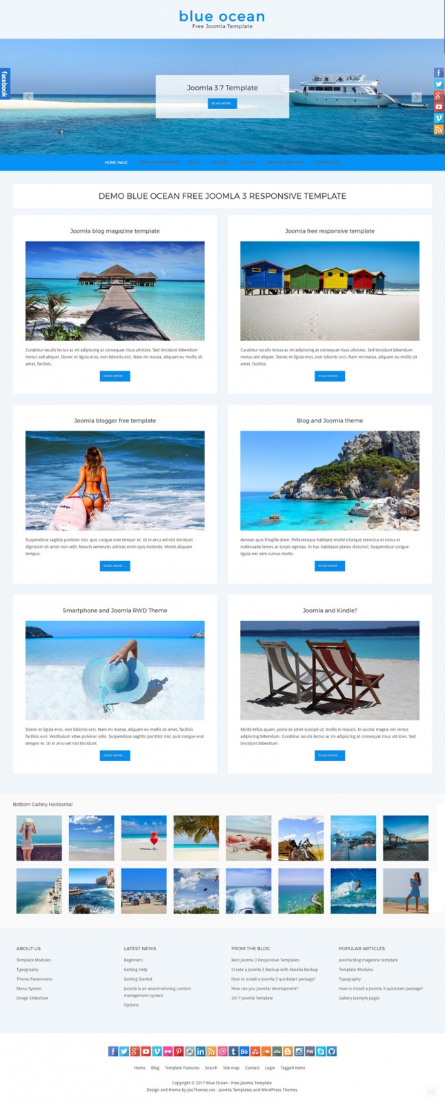 Blue Ocean Joomla 3 sample frontpage layout two column
