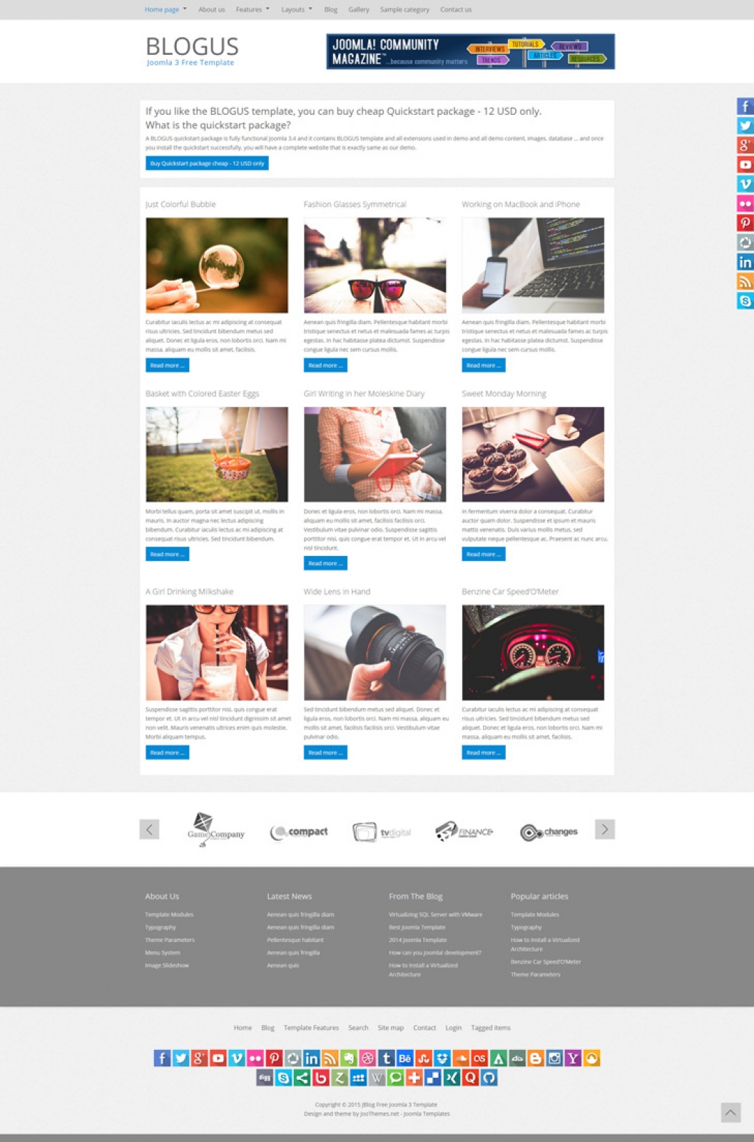 Blogus Joomla 3 Free Template - Home page
