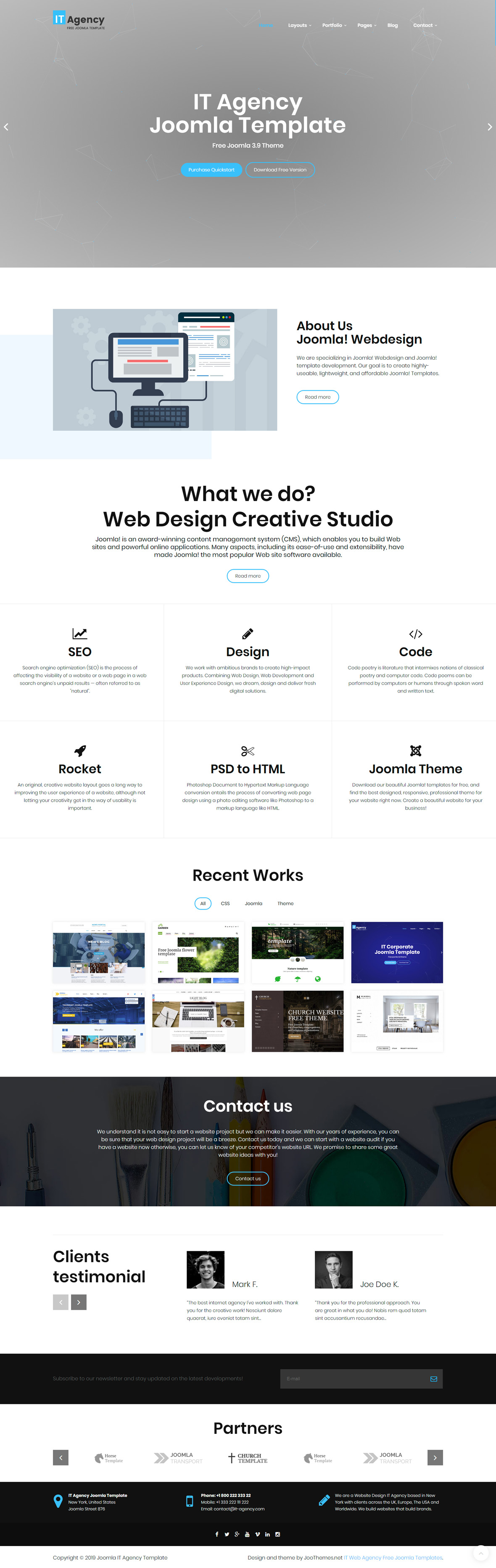 IT Agency Joomla! Template Quickstart Package Demo Frontpage Screenshot