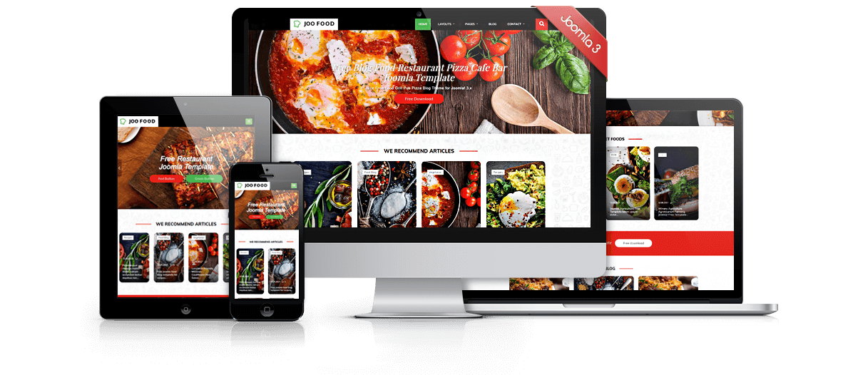 JooFood Joomla! Template for restaurants, cafe bar, seafood, sushi, pizza & pasta food blogs, portal, magazine websites