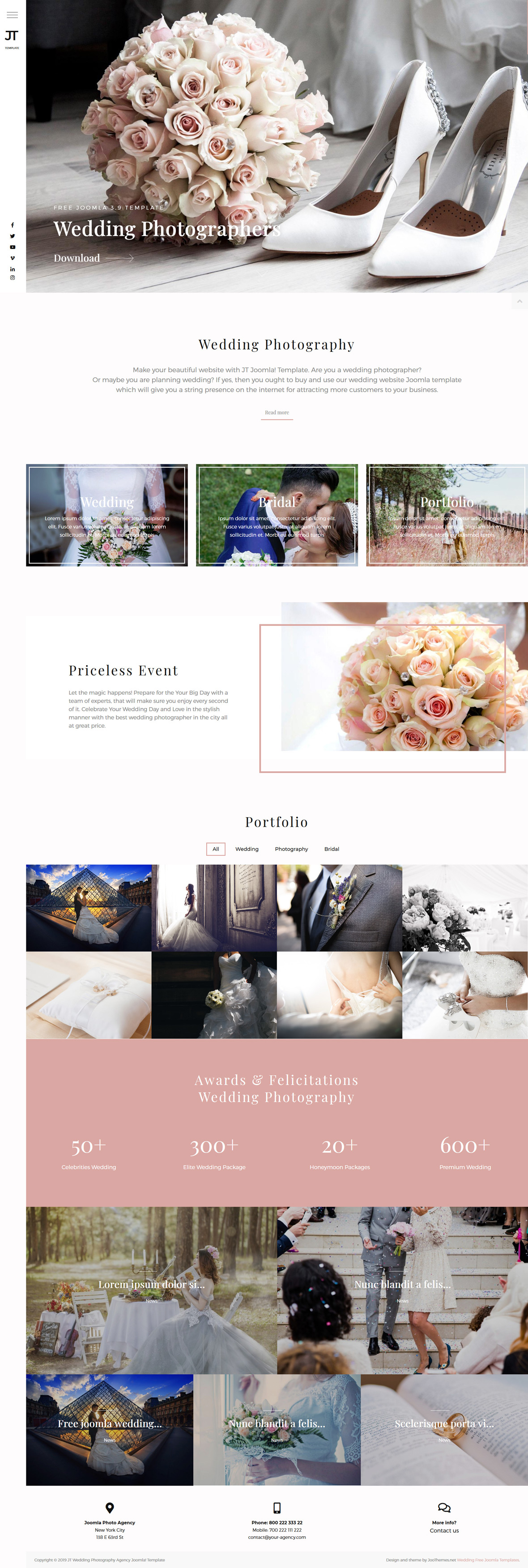 JT Wedding Joomla! Template Quickstart Package Demo Frontpage Screenshot