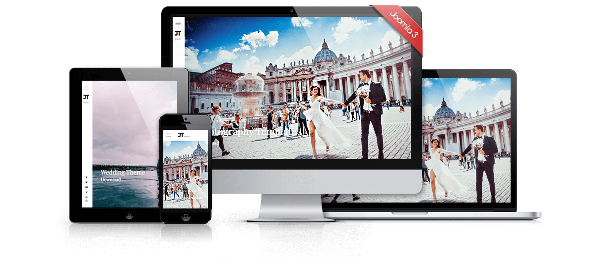 Wedding Joomla! Template with quickstart package for Photography, Marriage Planner Agency Websites.